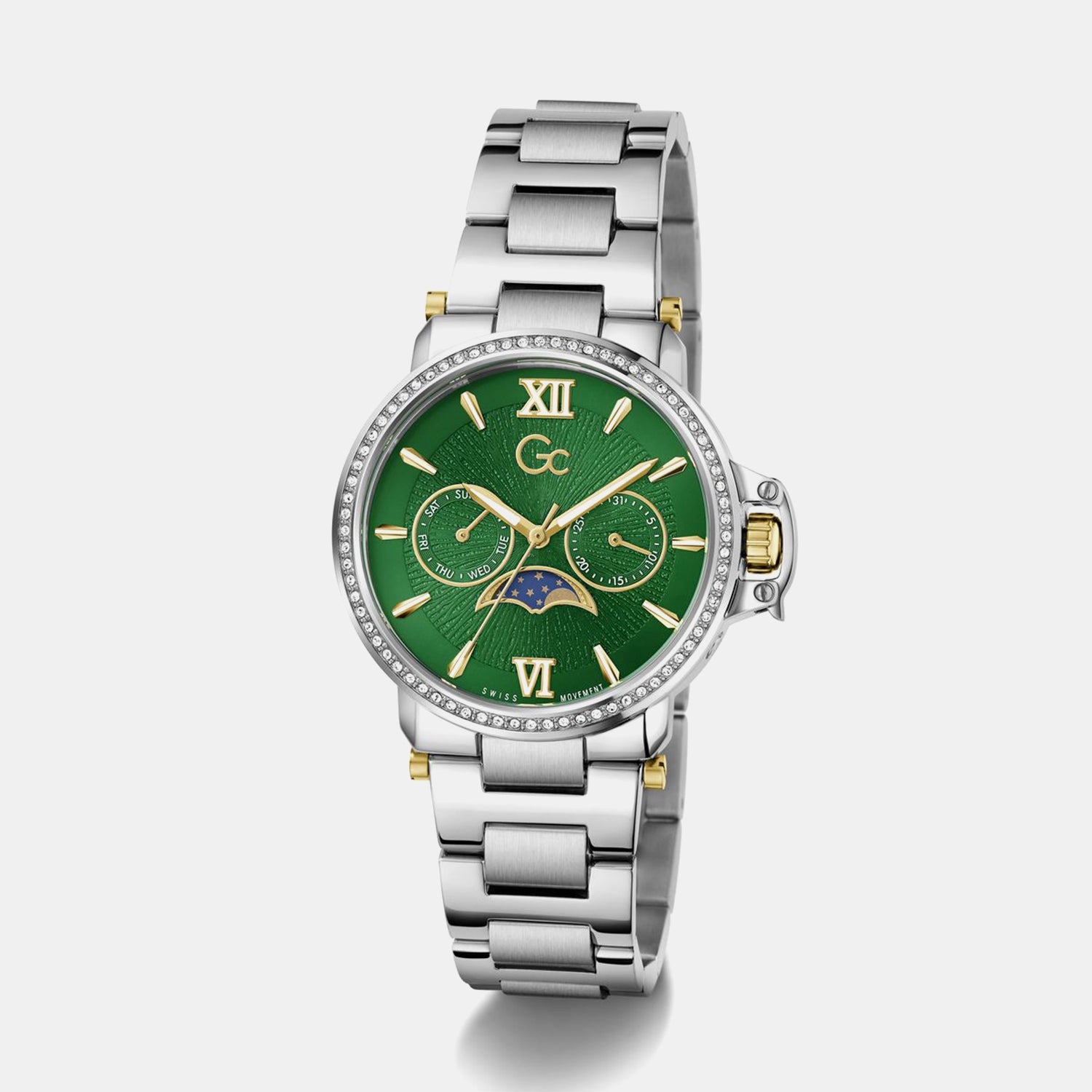 Gc Sportchic Women Quartz Green Dial Analog Stainless Steel Watch Z69001L7