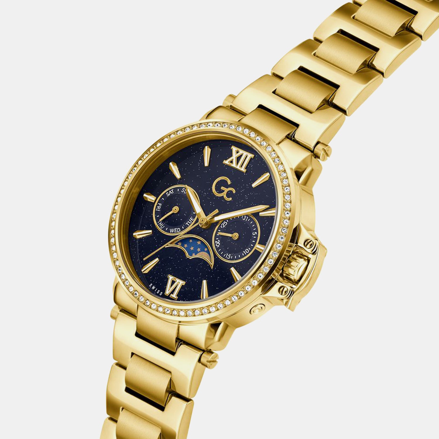 Gc Sportchic Women Quartz Blue Dial Analog Stainless Steel Watch Z69004L7