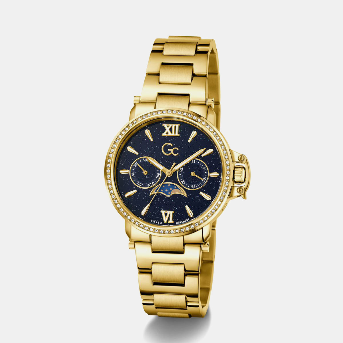 Moonchic Women Quartz Blue Dial Analog Stainless Steel Watch Z69004L7