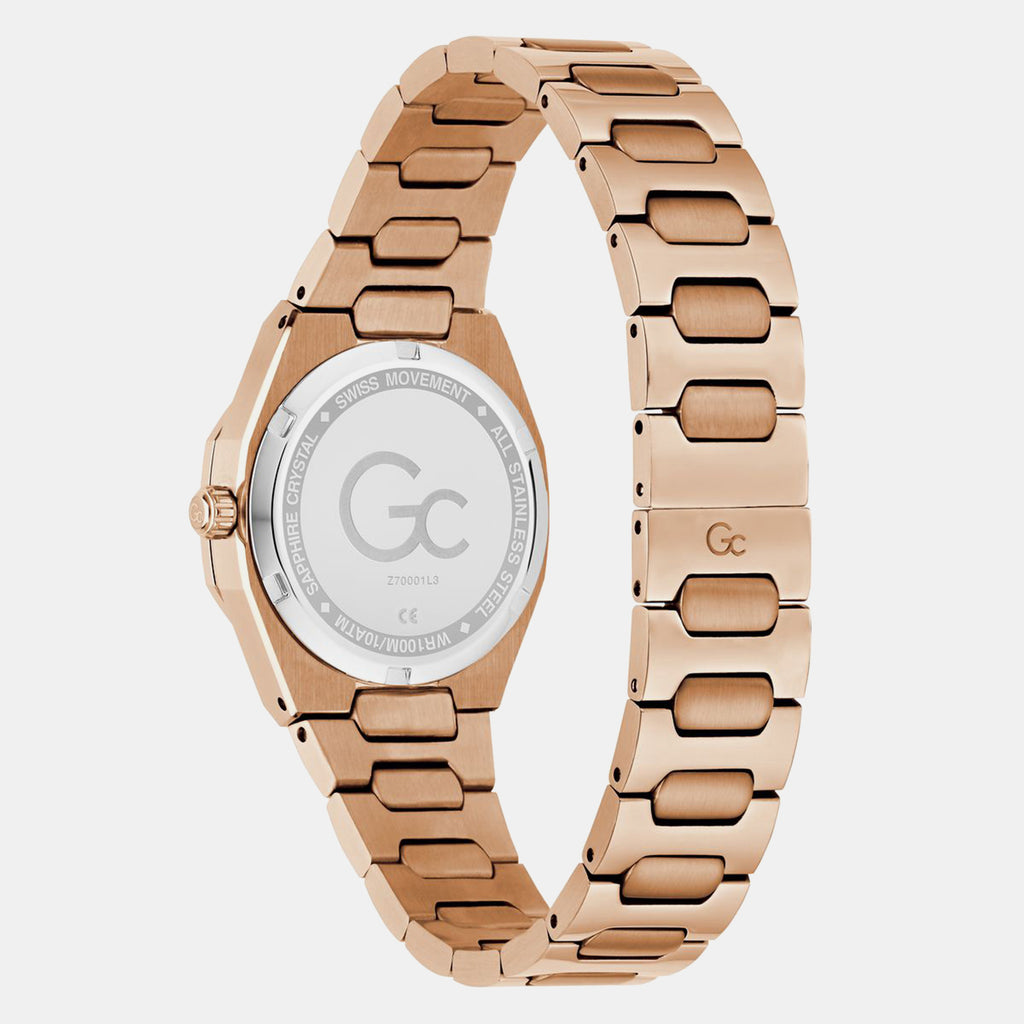 Gc Dress Women Quartz Rose Gold Dial Analog Stainless Steel Watch Z70001L3