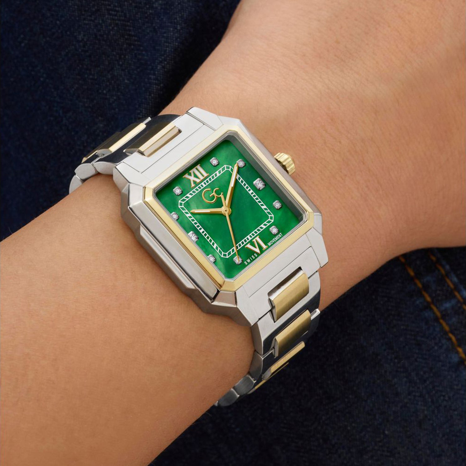 Gc Dress Women Quartz Green Dial Analog Stainless Steel Watch Z72002L9