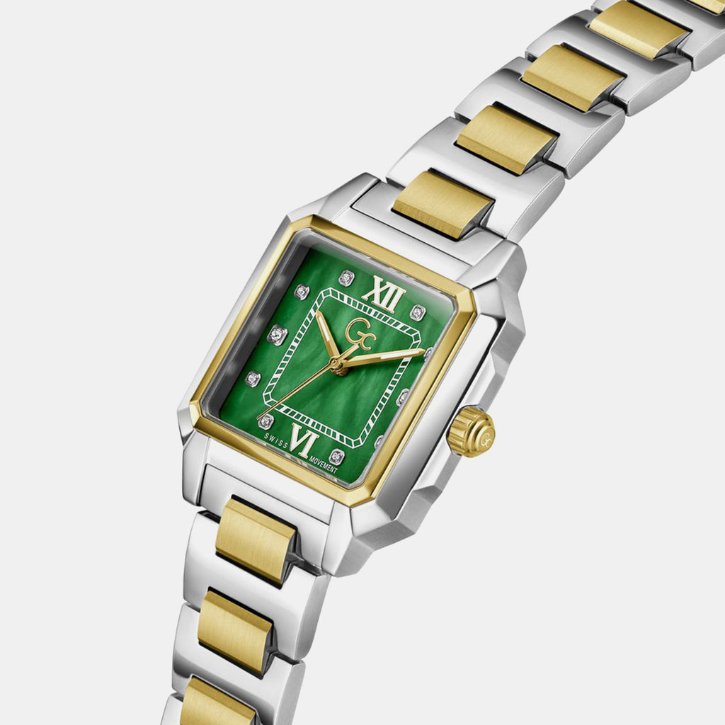 Gc Dress Women Quartz Green Dial Analog Stainless Steel Watch Z72002L9