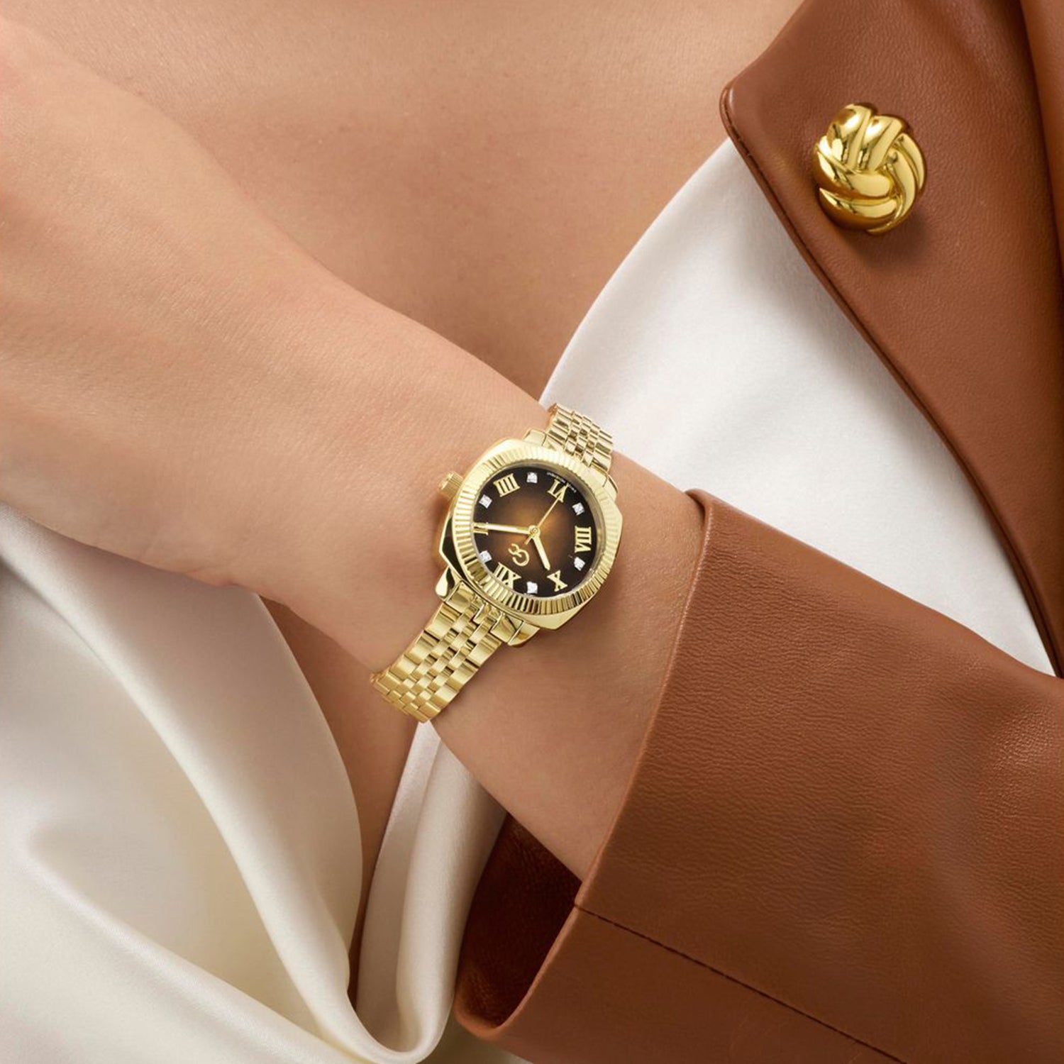 Gc Dress Women Quartz Brown Dial Analog Stainless Steel Watch Z73001L4
