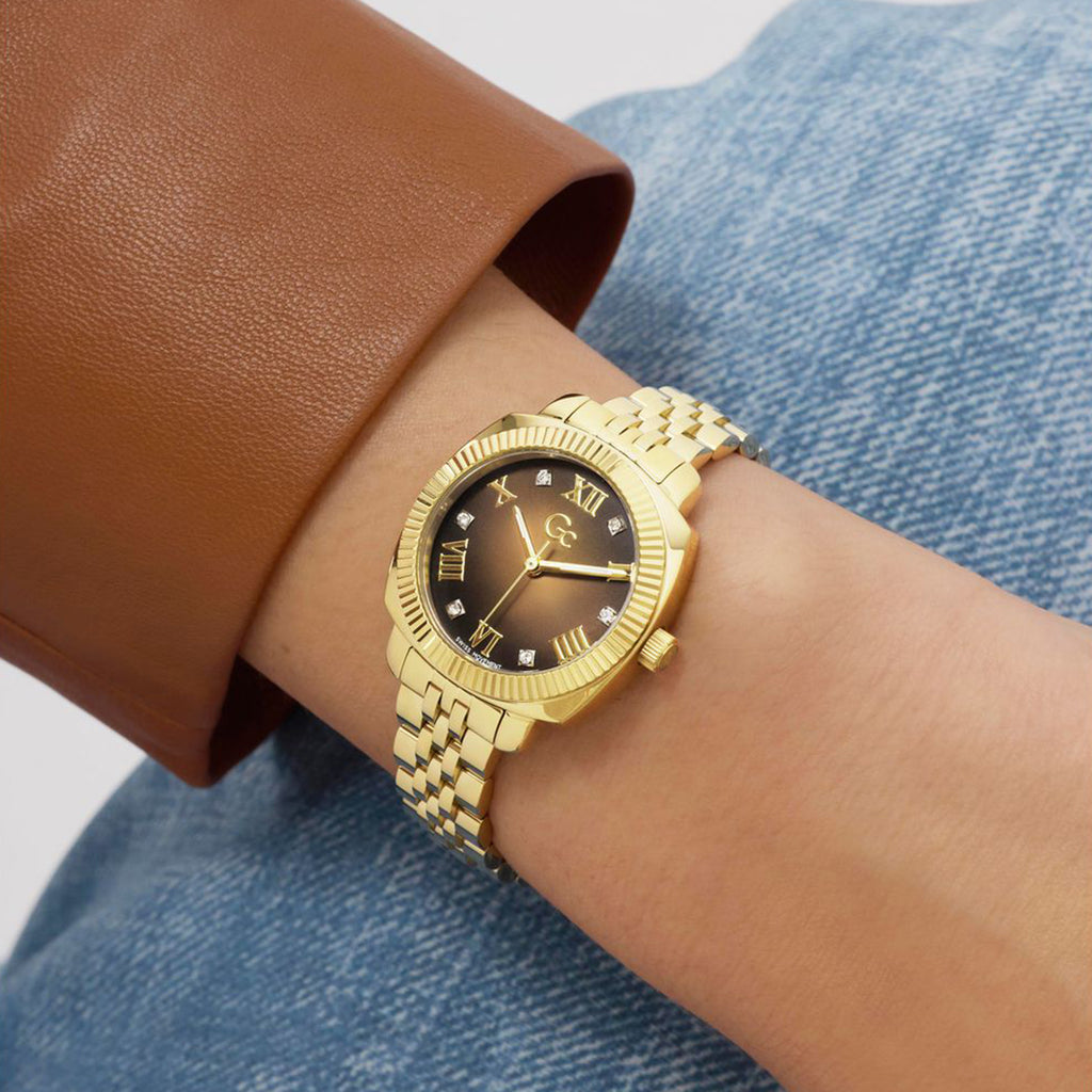 Gc Dress Women Quartz Brown Dial Analog Stainless Steel Watch Z73001L4