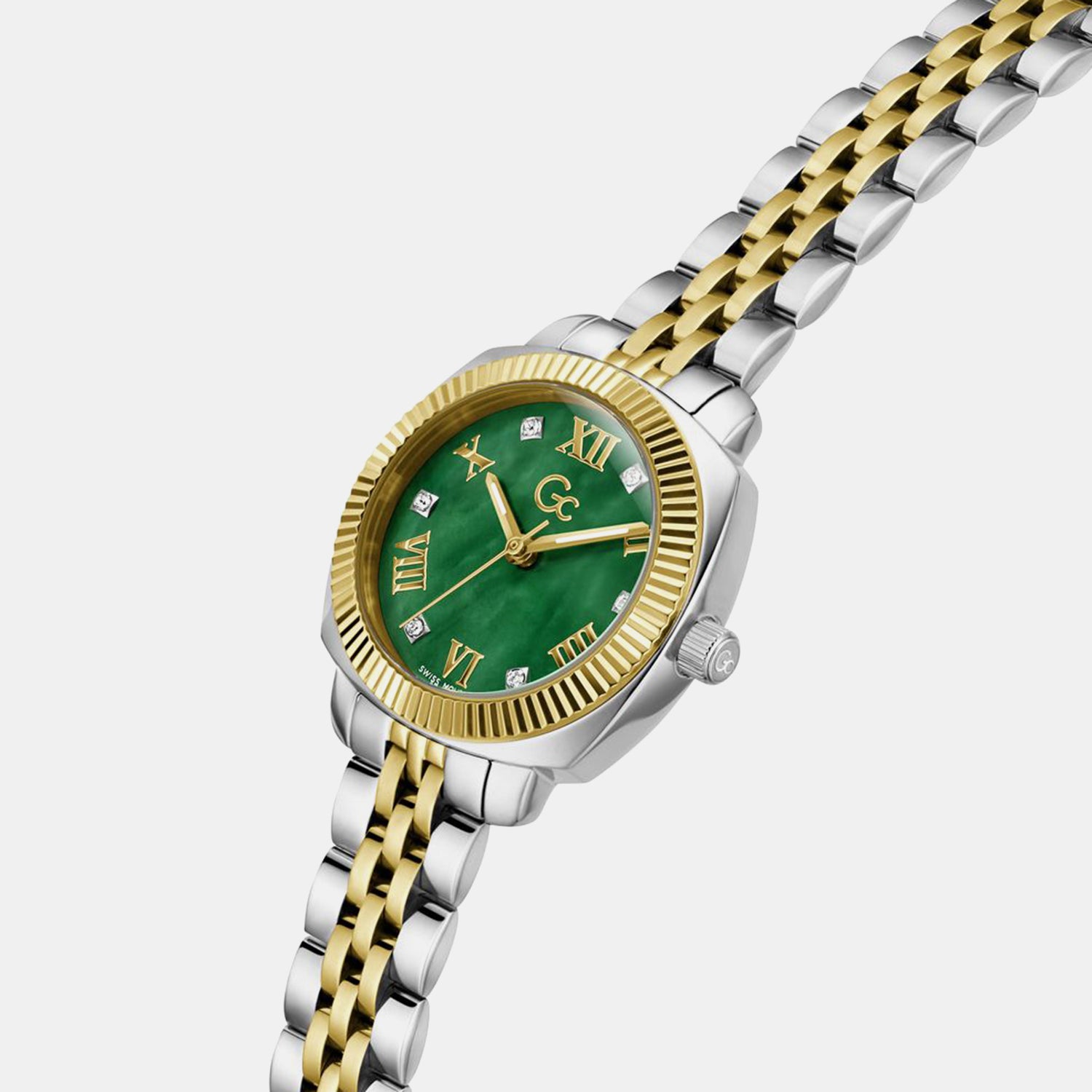 Gc Dress Women Quartz Green Dial Analog Stainless Steel Watch Z73003L9