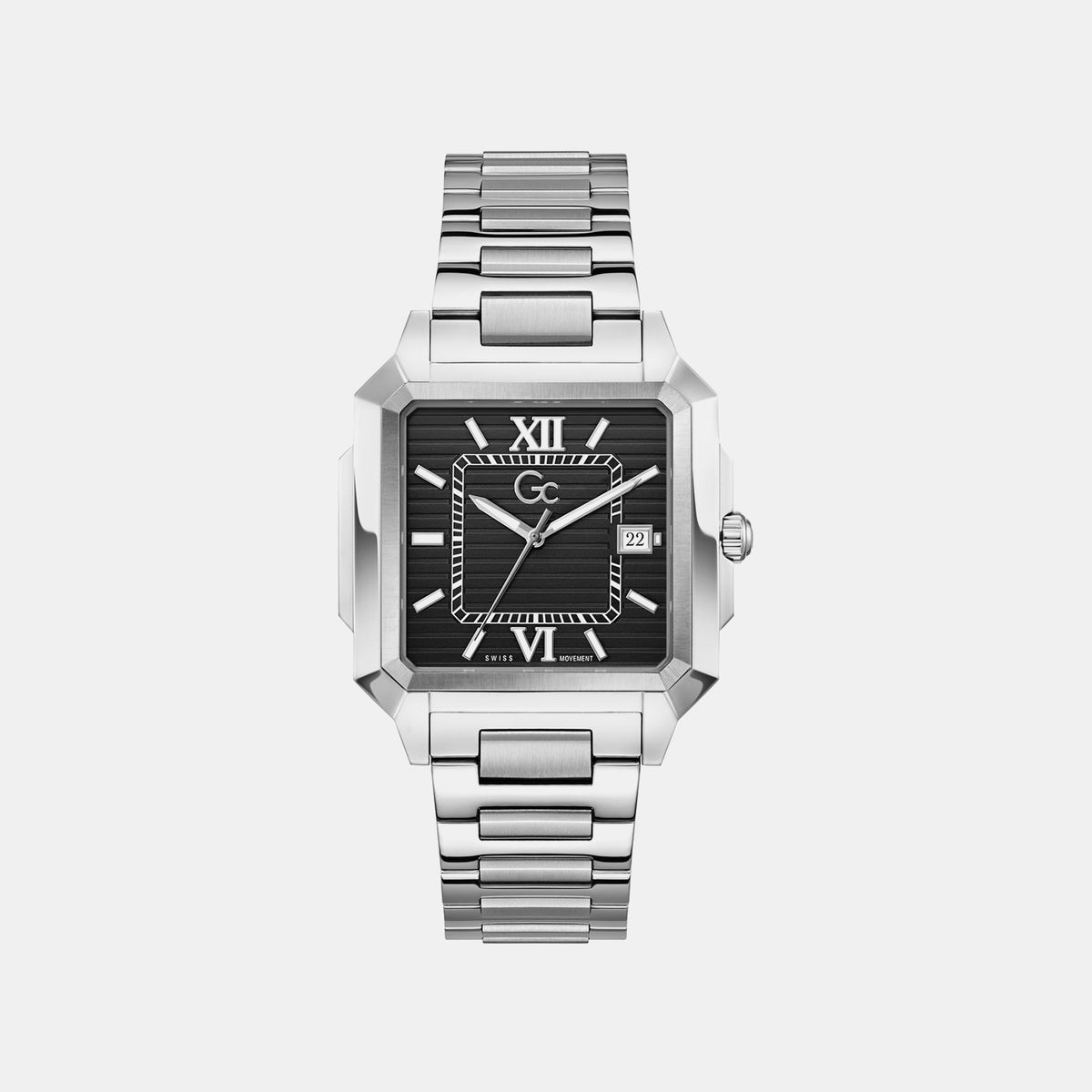 Squarecut Men Quartz Black Dial Analog Stainless Steel Watch Z74001G4