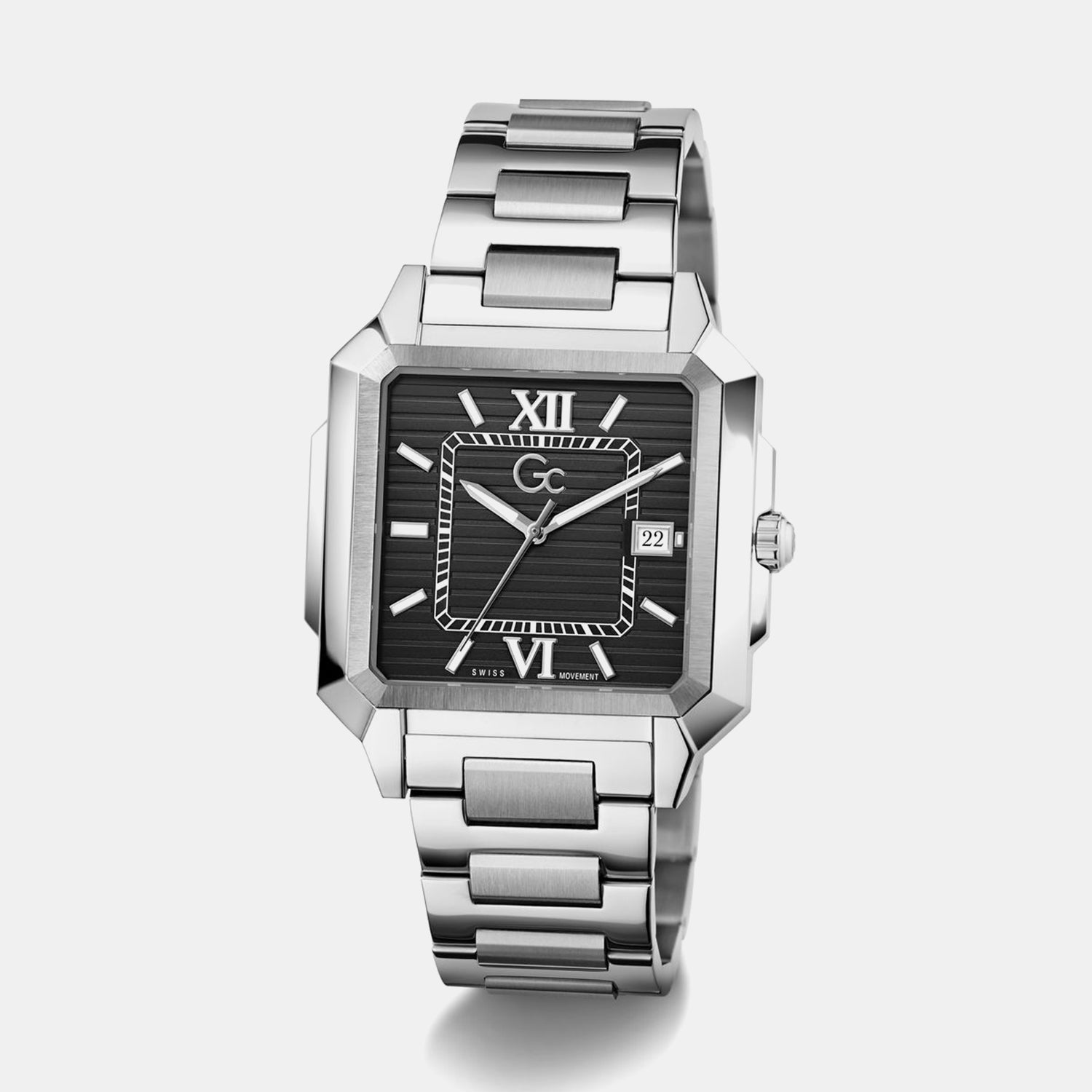 Gc Dress Men Quartz Black Dial Analog Stainless Steel Watch Z74001G4