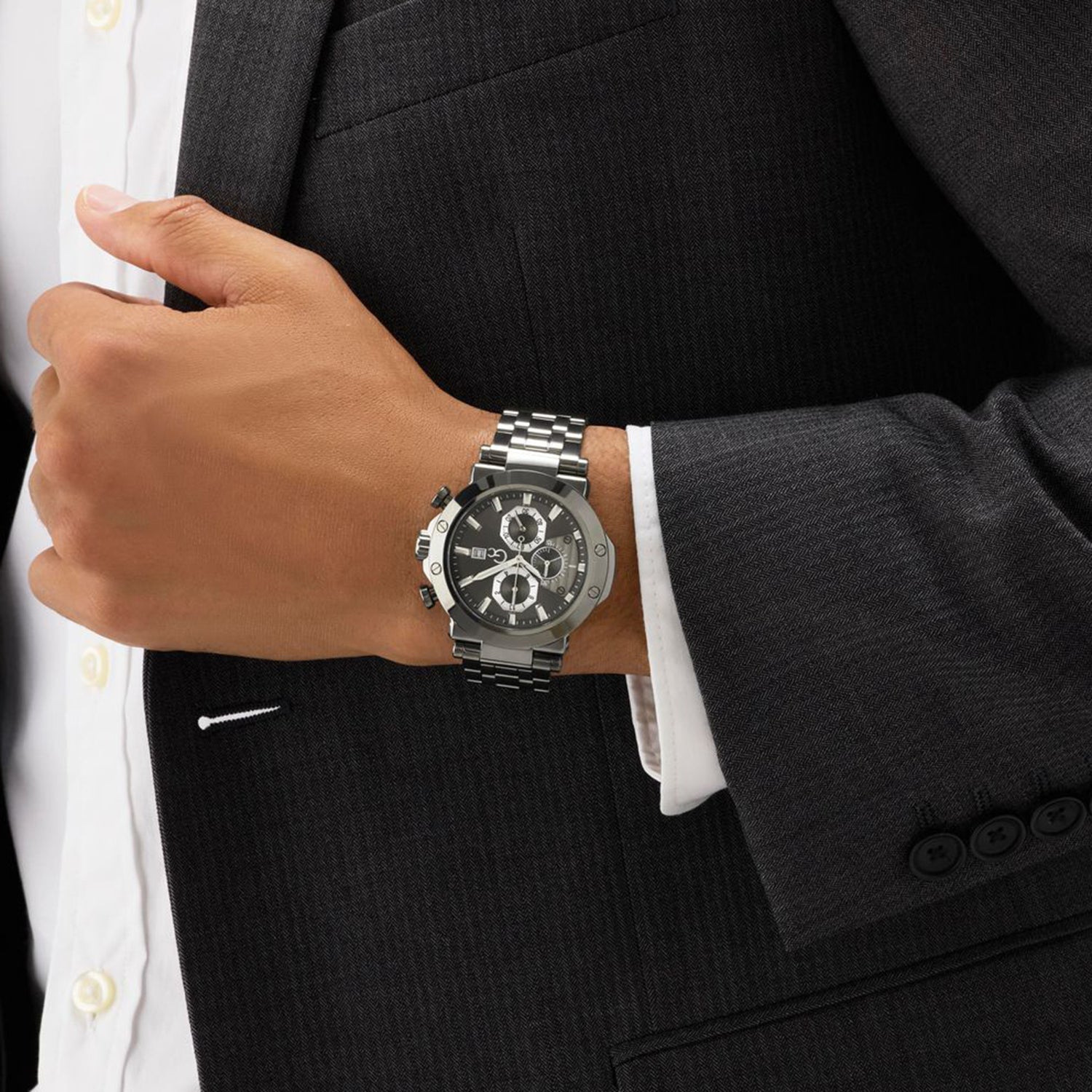 Gc Sportchic Men Quartz Grey Dial Chronograph Stainless Steel Watch Z75001G2