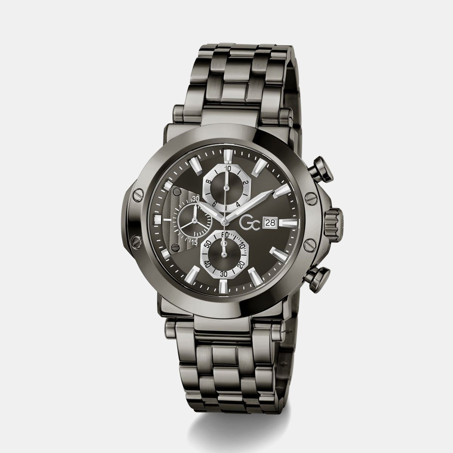 Gc Sportchic Men Quartz Grey Dial Chronograph Stainless Steel Watch Z75001G2