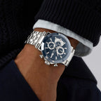 Gc Sportchic Men Quartz Blue Dial Chronograph Stainless Steel Watch Z75002G7