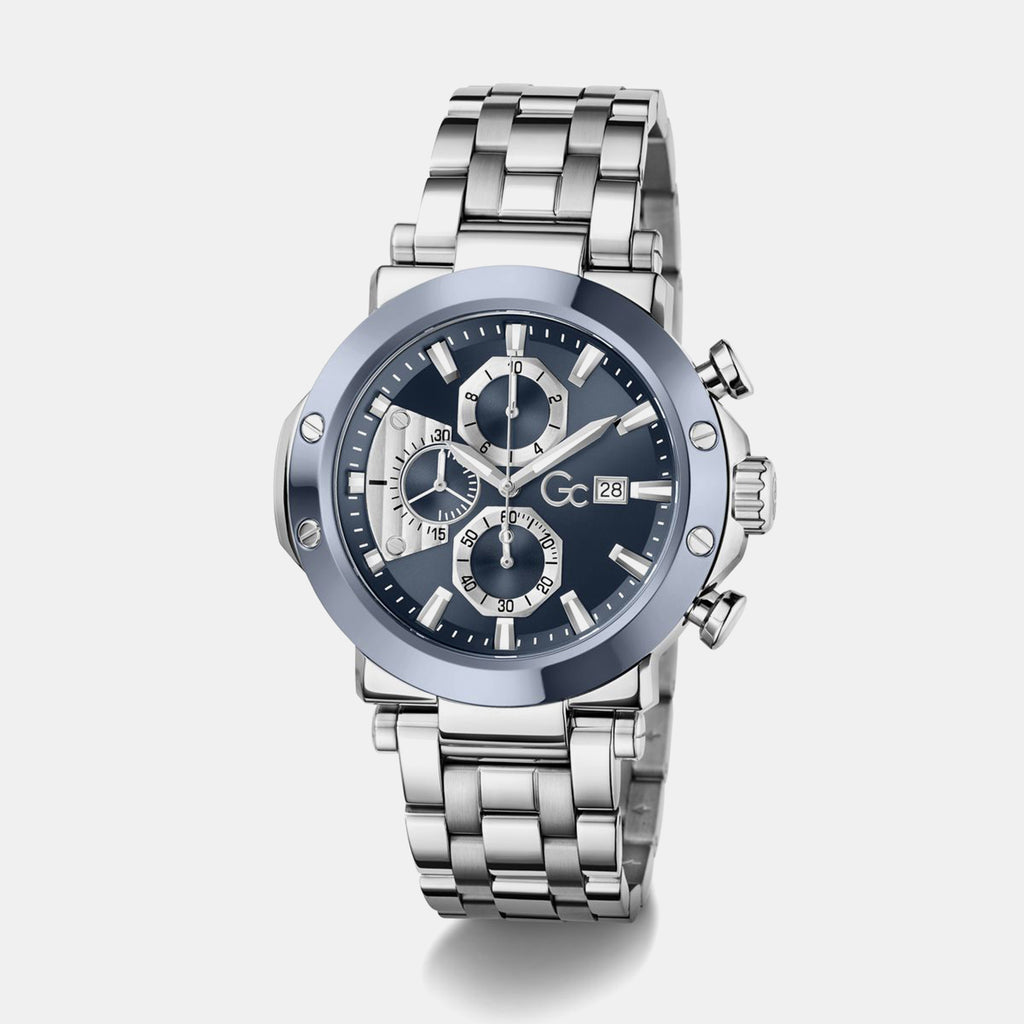 Gc Sportchic Men Quartz Blue Dial Chronograph Stainless Steel Watch Z75002G7