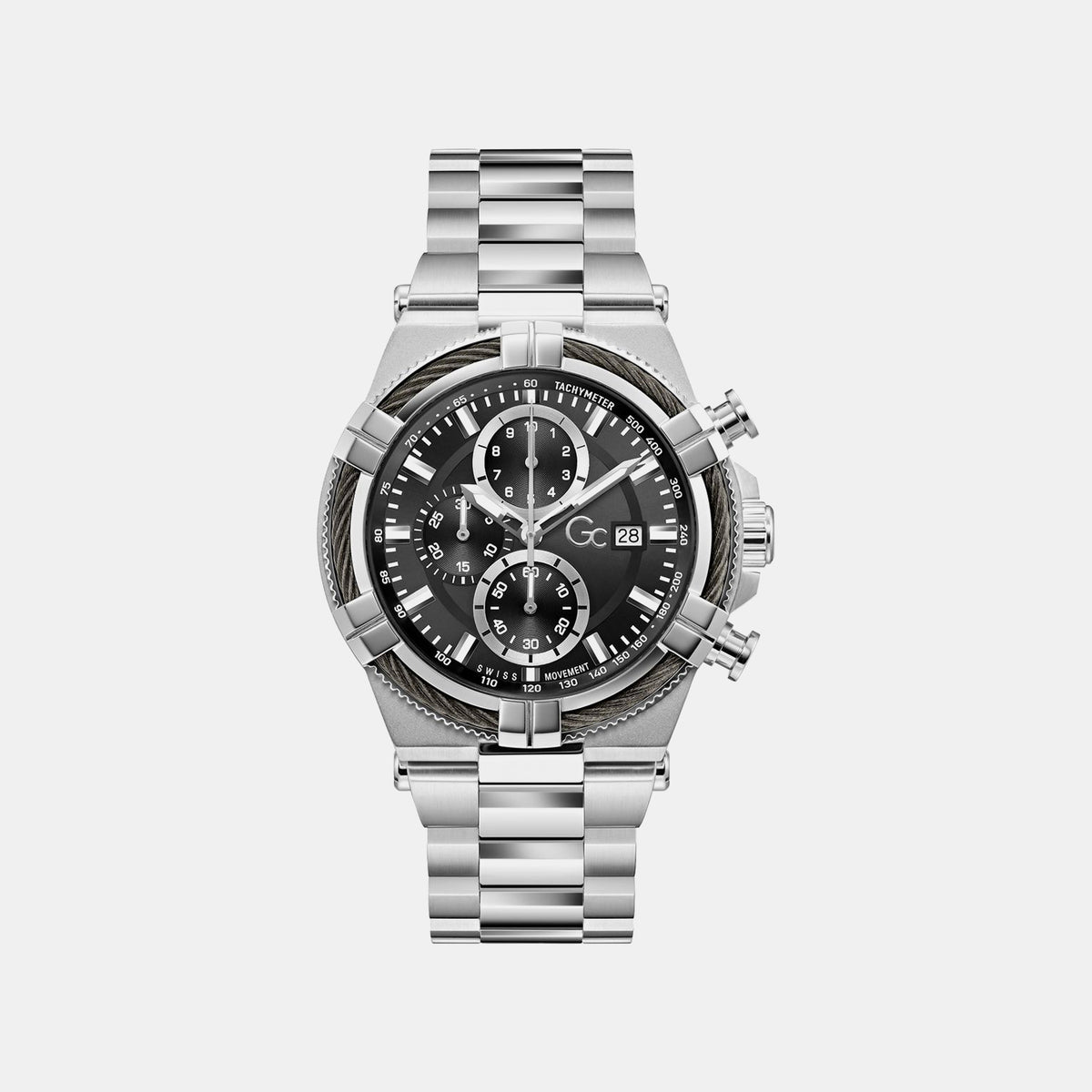 Ironforce Men Quartz Black Dial Chronograph Stainless Steel Watch Z76001G2