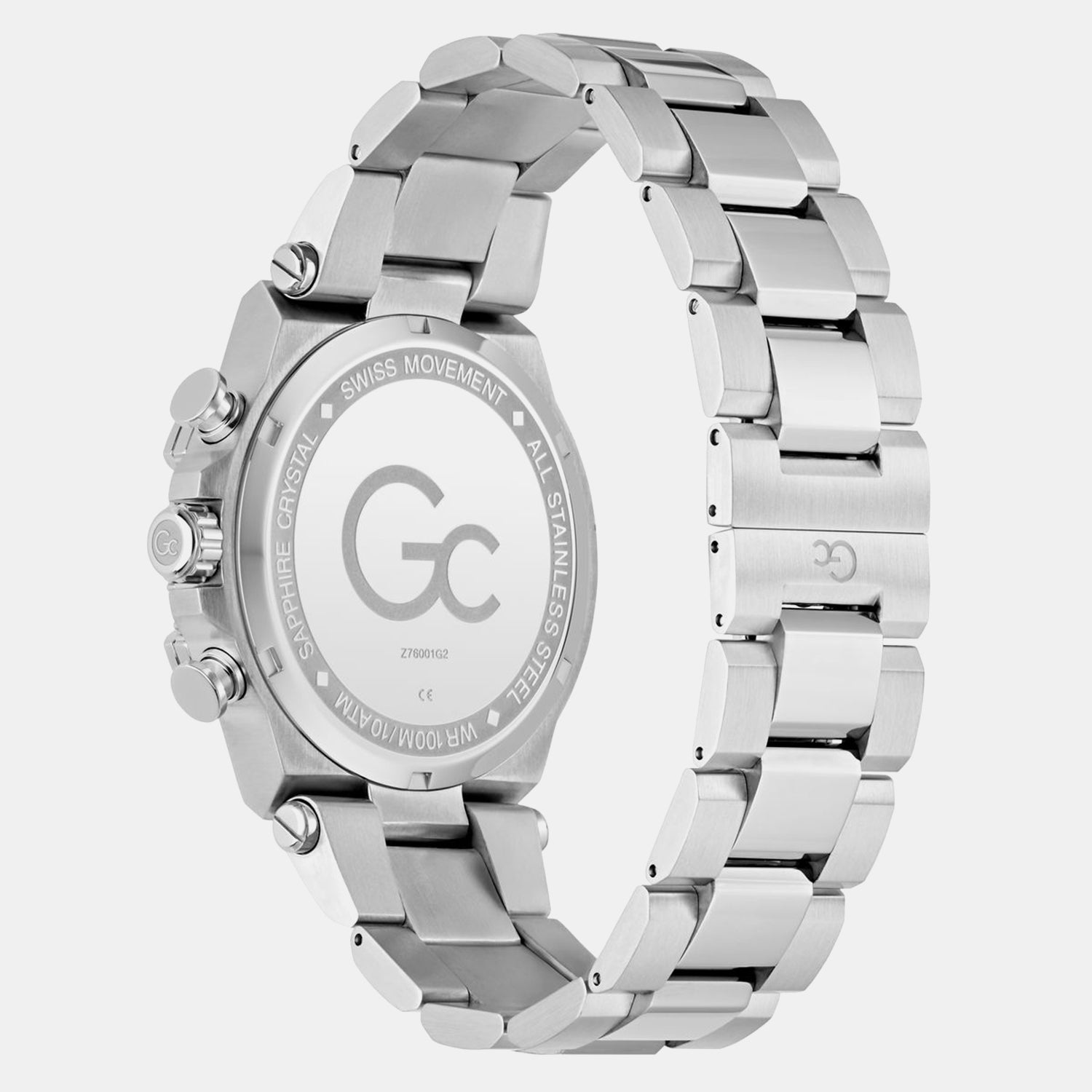 Gc Sportchic Men Quartz Black Dial Chronograph Stainless Steel Watch Z76001G2