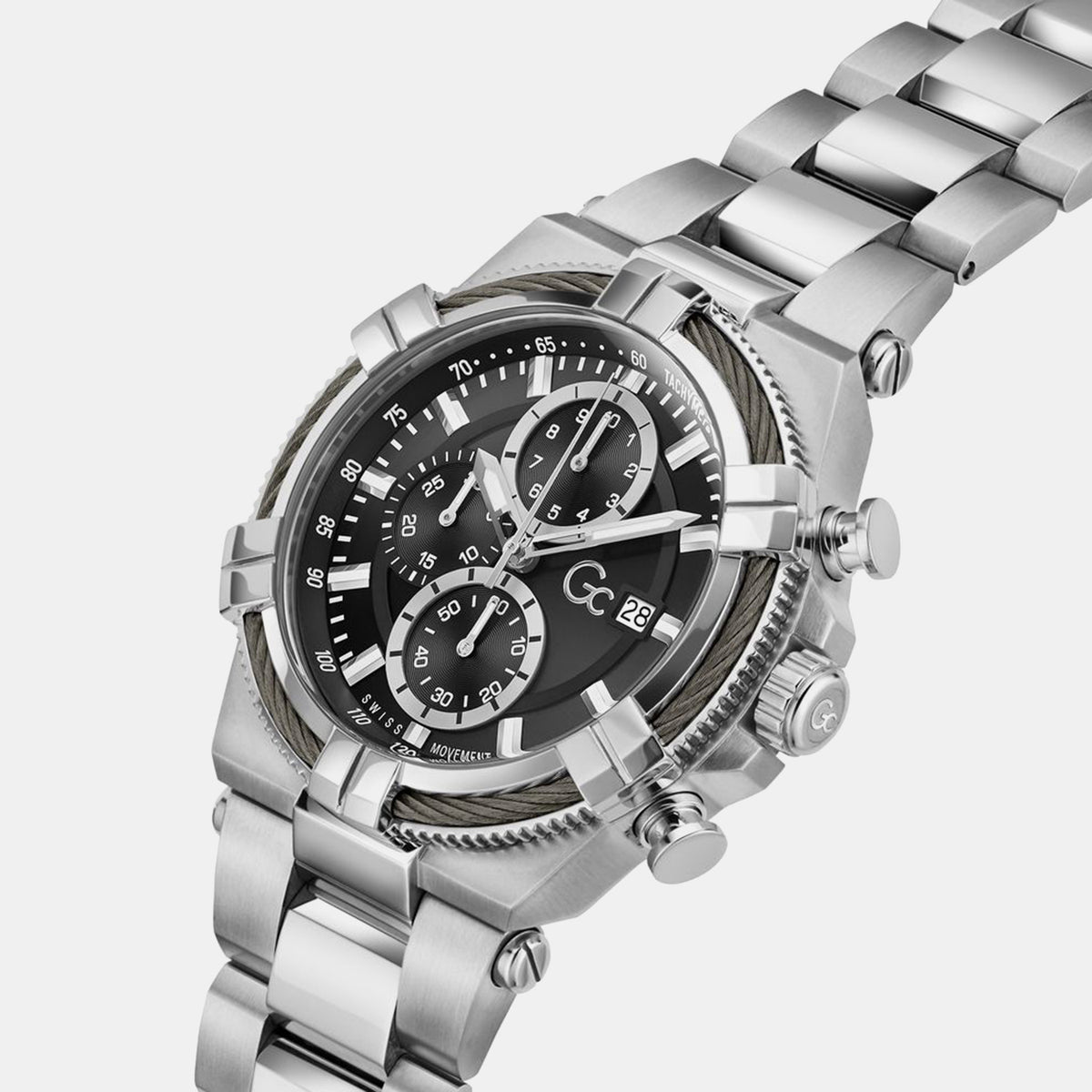 Ironforce Men Quartz Black Dial Chronograph Stainless Steel Watch Z76001G2