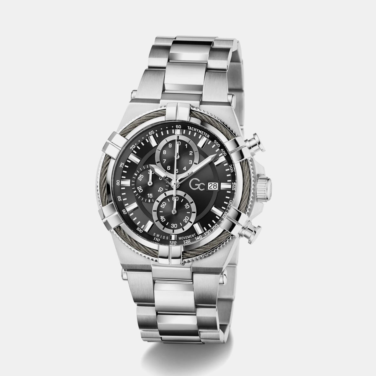 Ironforce Men Quartz Black Dial Chronograph Stainless Steel Watch Z76001G2