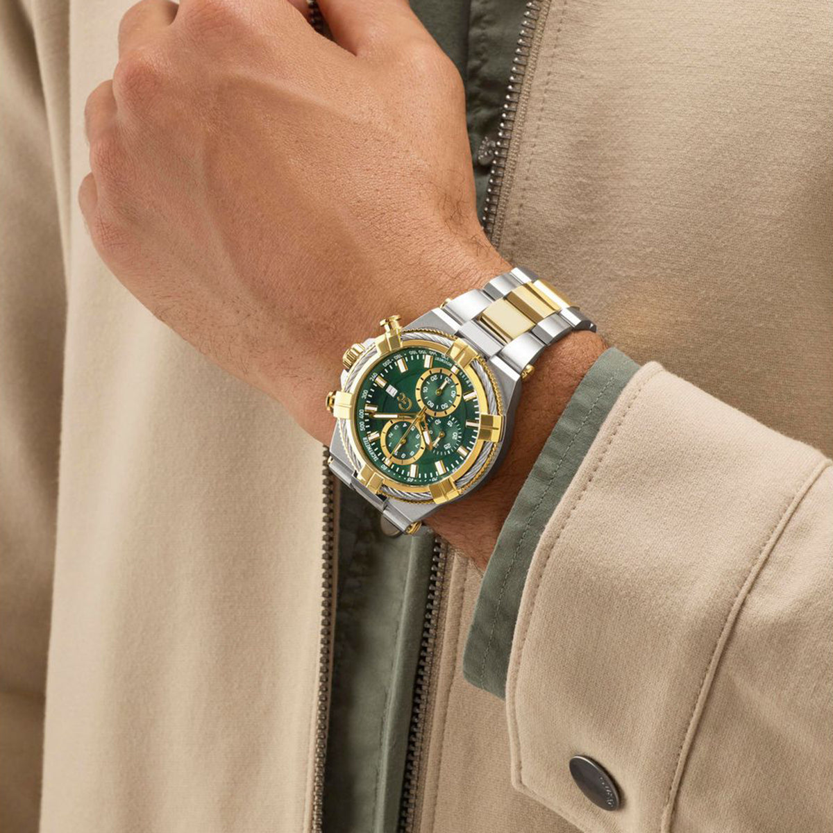 Ironforce Men Quartz Green Dial Chronograph Stainless Steel Watch Z76002G9