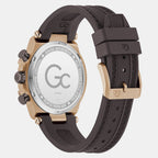 Gc Sportchic Men Quartz Beige Dial Chronograph Silicone Watch Z76004G7