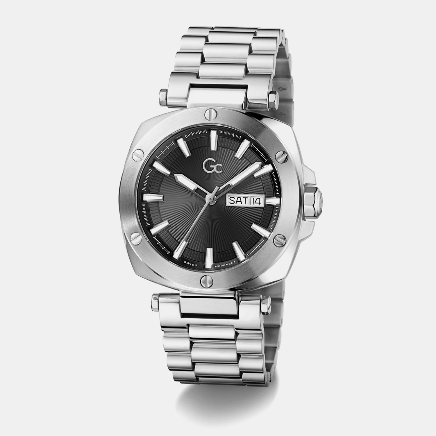 Gc Dress Men Quartz Black Dial Analog Stainless Steel Watch Z78001G2