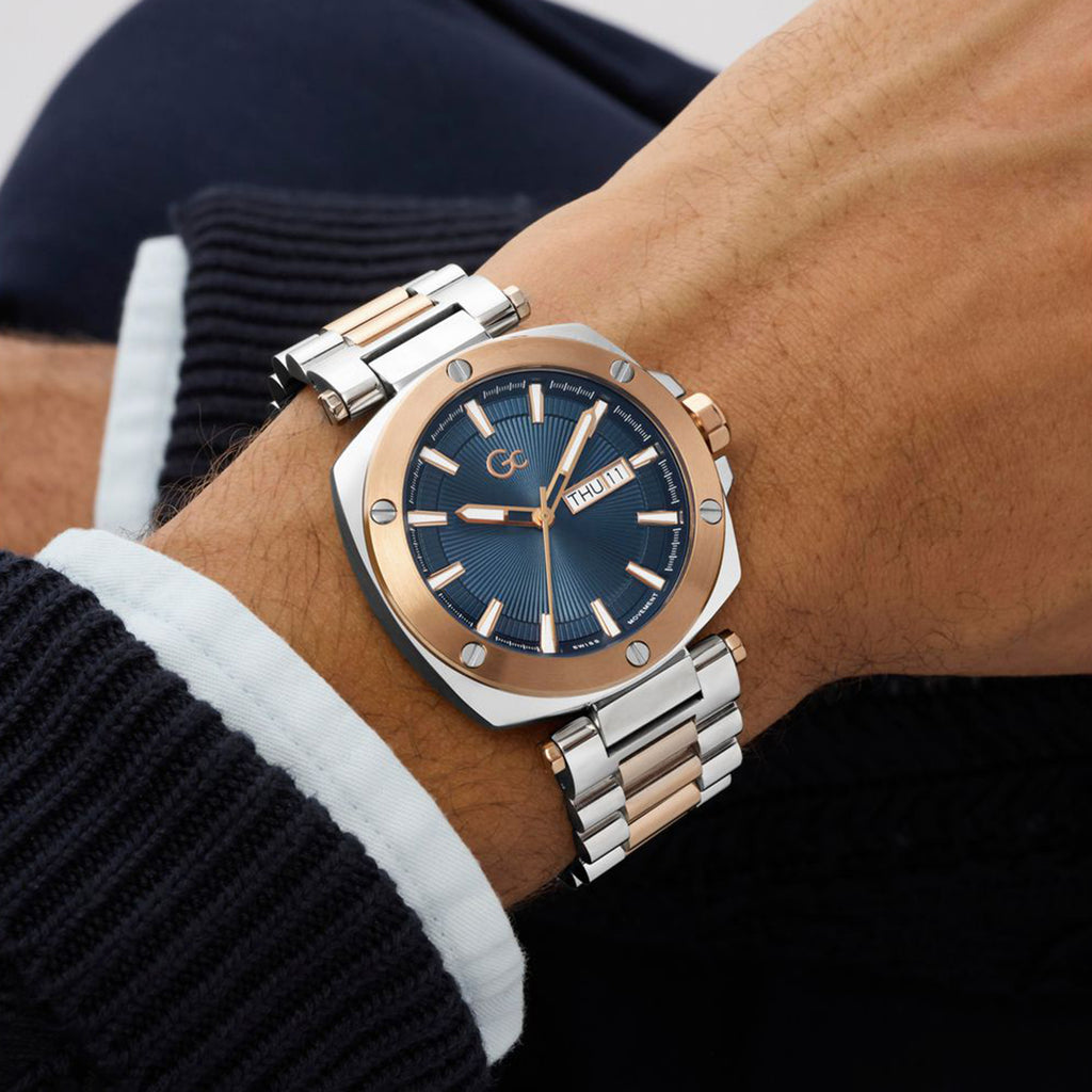 Gc Dress Men Quartz Blue Dial Analog Stainless Steel Watch Z78002G7