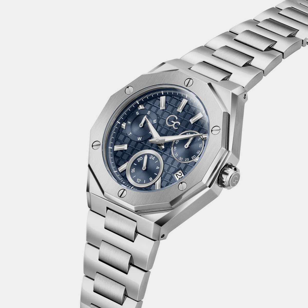 Sportchic Men Quartz Blue Dial Multifunction Stainless Steel Watch Z89003G7