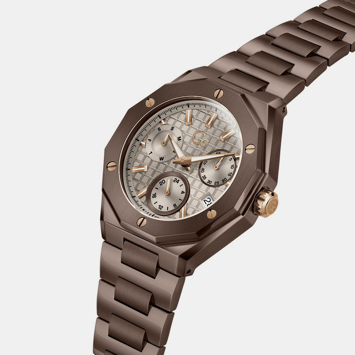 Prism Men Quartz Grey Dial Multi-Function Stainless Steel Watch Z89004G1