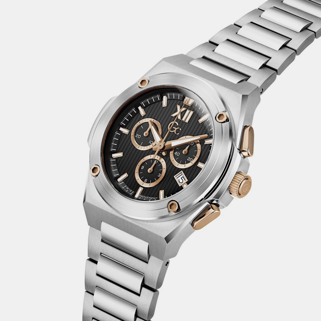 Sportchic Men Quartz Black Dial Chronograph Stainless Steel Watch Z95001G2