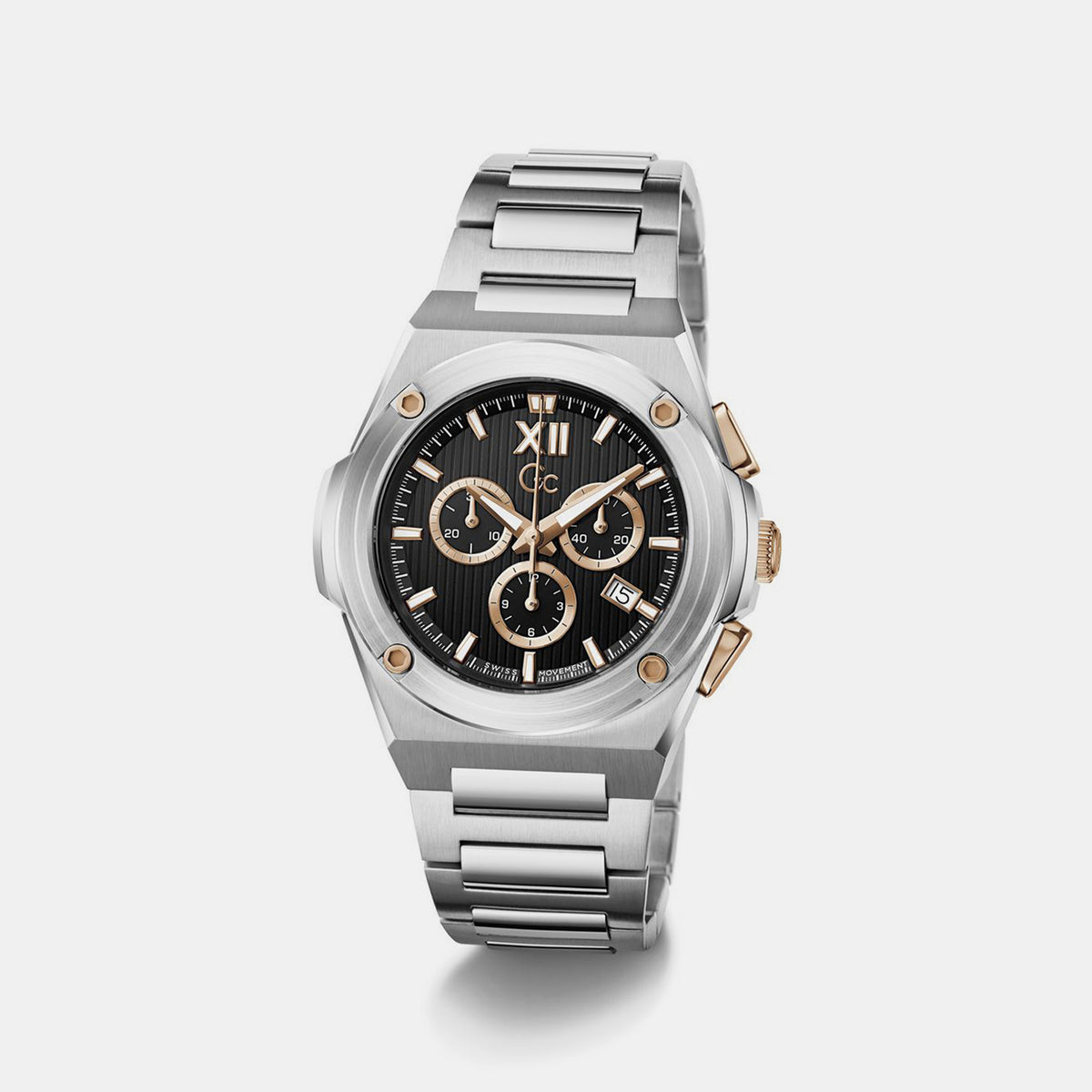 Sportchic Men Quartz Black Dial Chronograph Stainless Steel Watch Z95001G2