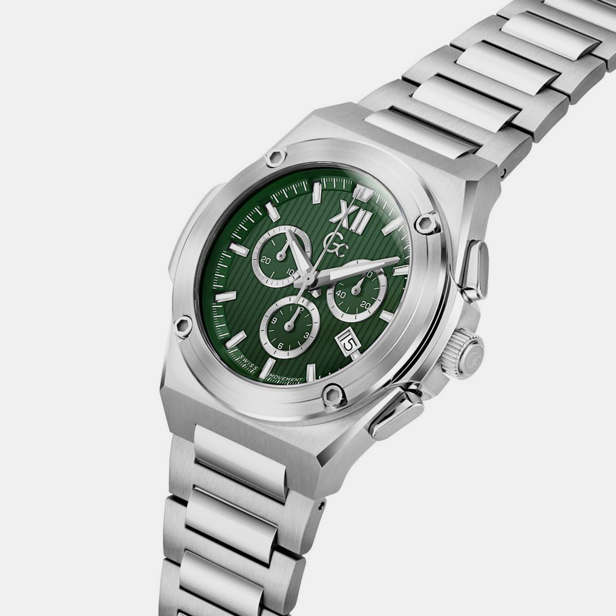 Sportchic Men Quartz Green Dial Chronograph Stainless Steel Watch Z95002G9