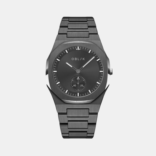 Zeus Men Quartz Gunmetal Dial Analog Stainless Steel Watch