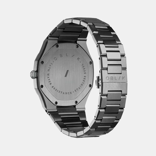 Zeus Men Quartz Gunmetal Dial Analog Stainless Steel Watch