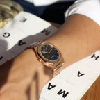 Men Quartz Black Dial Analog Stainless Steel Watch Zeus-Rose Gold