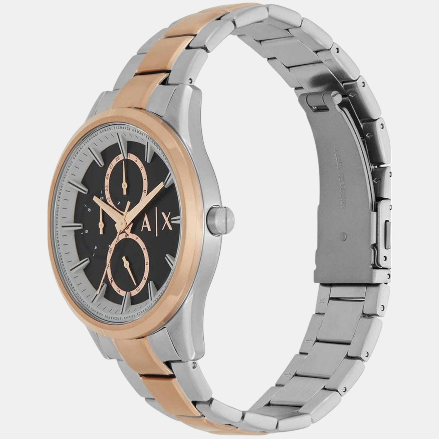 Dante Men Quartz Black Dial Multi-Function Stainless Steel Watch AX1882