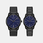 Couple Quartz Blue Dial Analog Stainless Steel Watch AX7179SET