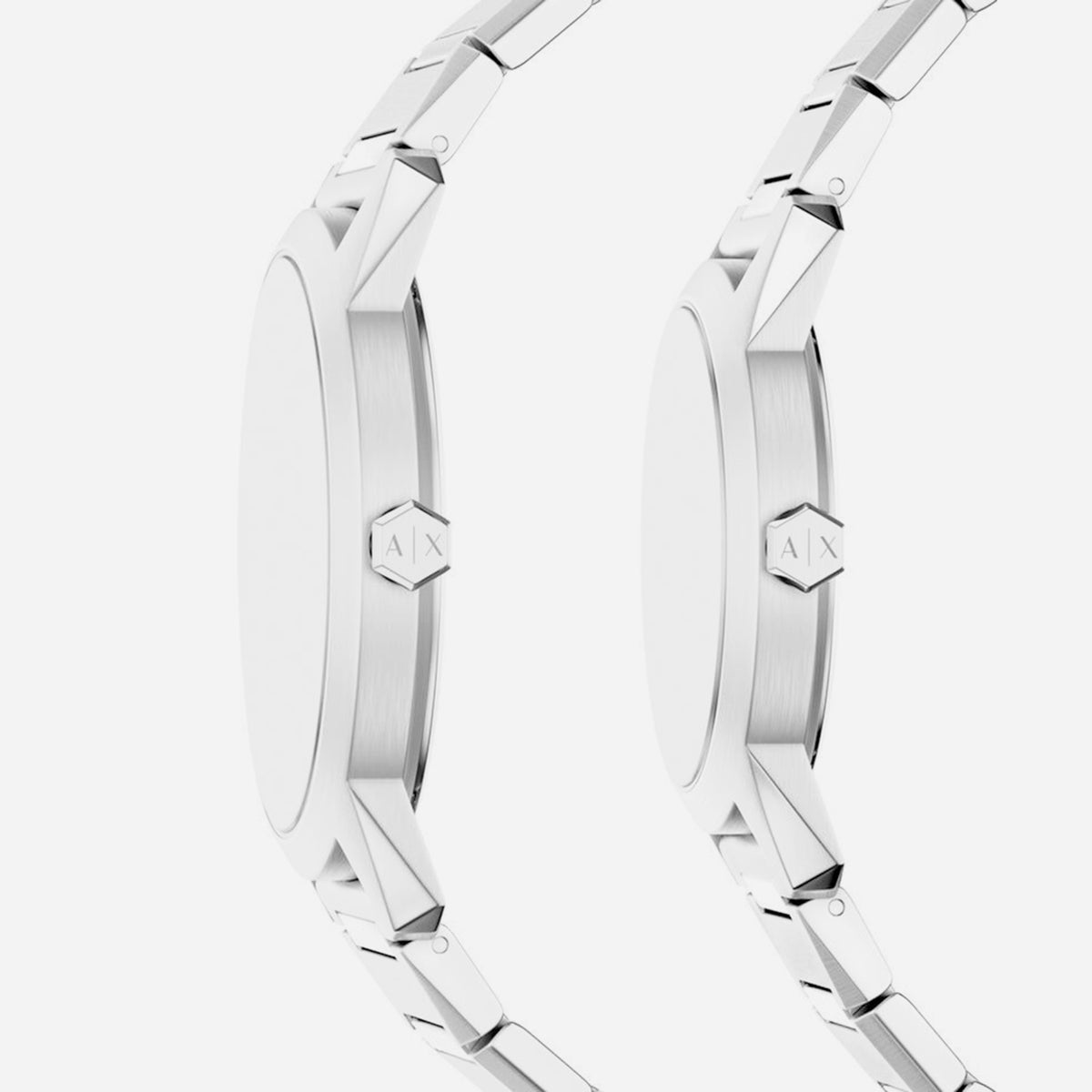Couple Quartz Silver Dial Analog Stainless Steel Watch AX7180SET