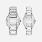 Couple Quartz Silver Dial Analog Stainless Steel Watch AX7180SET