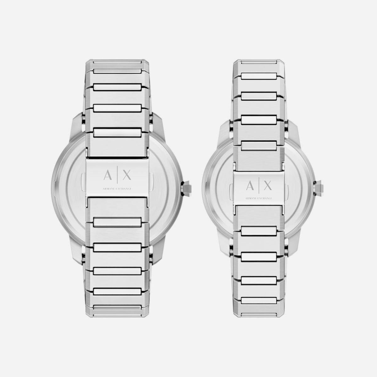 Couple Quartz Silver Dial Analog Stainless Steel Watch AX7180SET