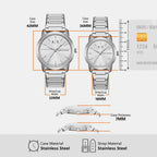 Couple Quartz Silver Dial Analog Stainless Steel Watch AX7180SET