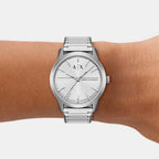 Couple Quartz Silver Dial Analog Stainless Steel Watch AX7180SET