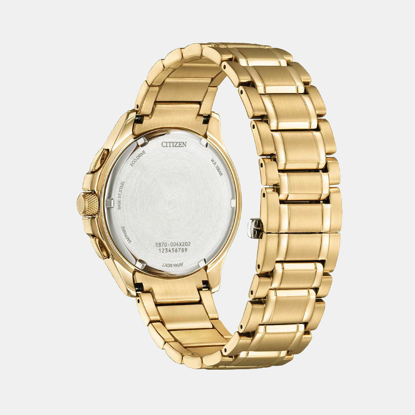 BI Men Eco-Drive Brown Dial Chronograph Stainless Steel Watch BL8163-50X