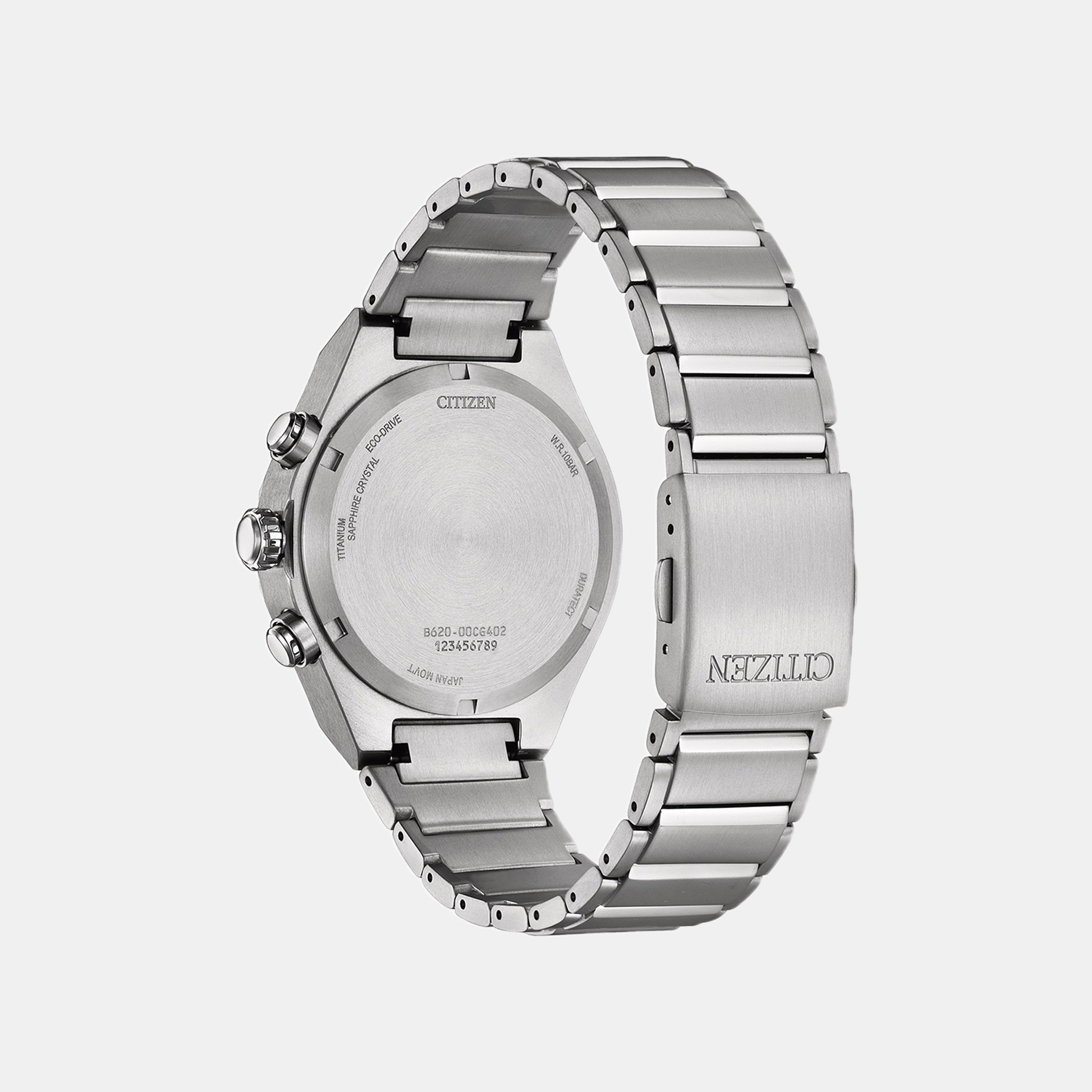 Zenshin Men Eco-Drive Green Dial Chronograph Titanium Watch CA4691-59X