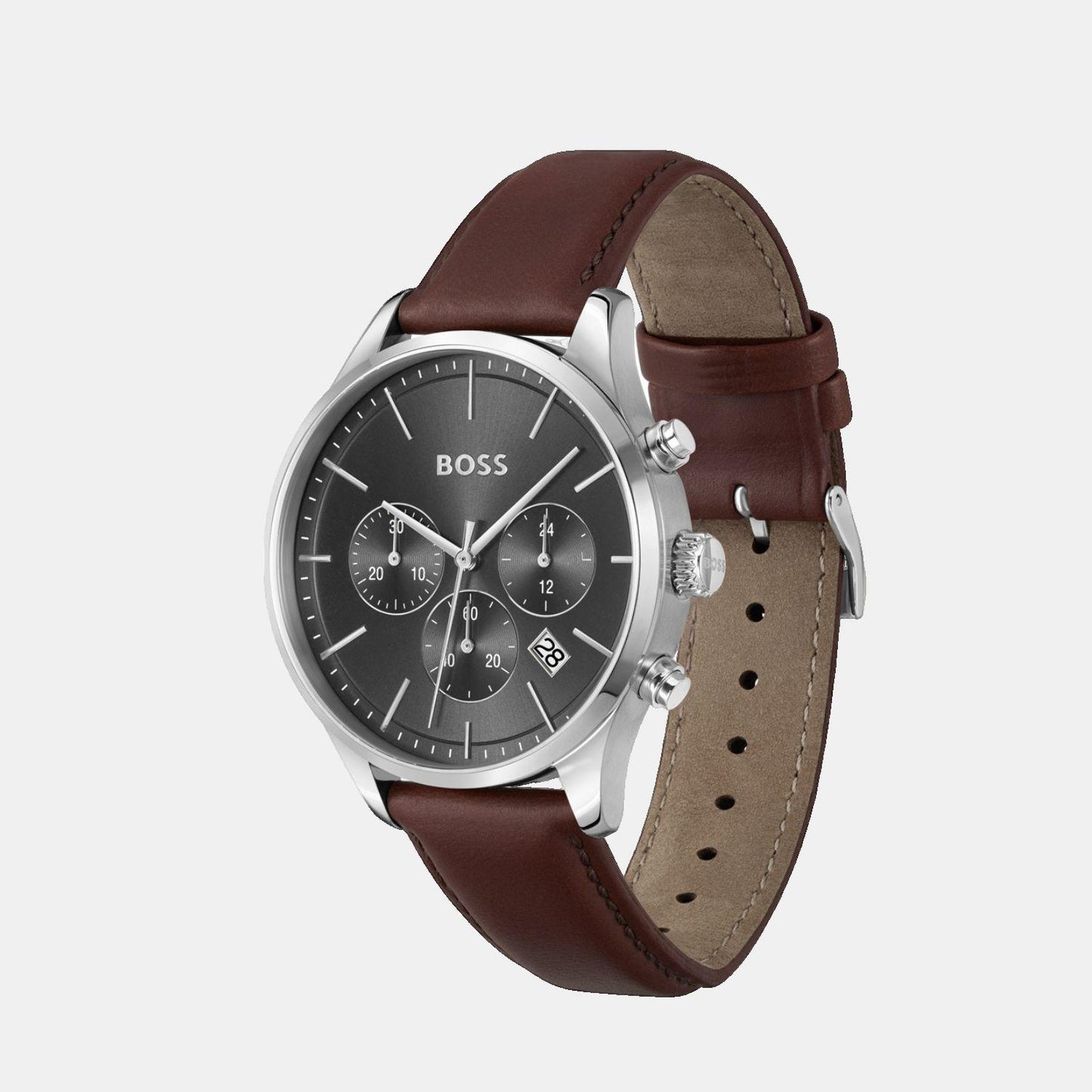 Men Quartz Grey Dial Leather Watch 1514155