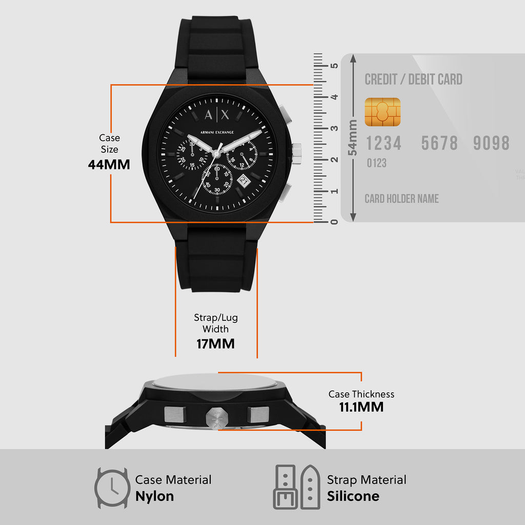 Armani Exchange Silicone Black watch