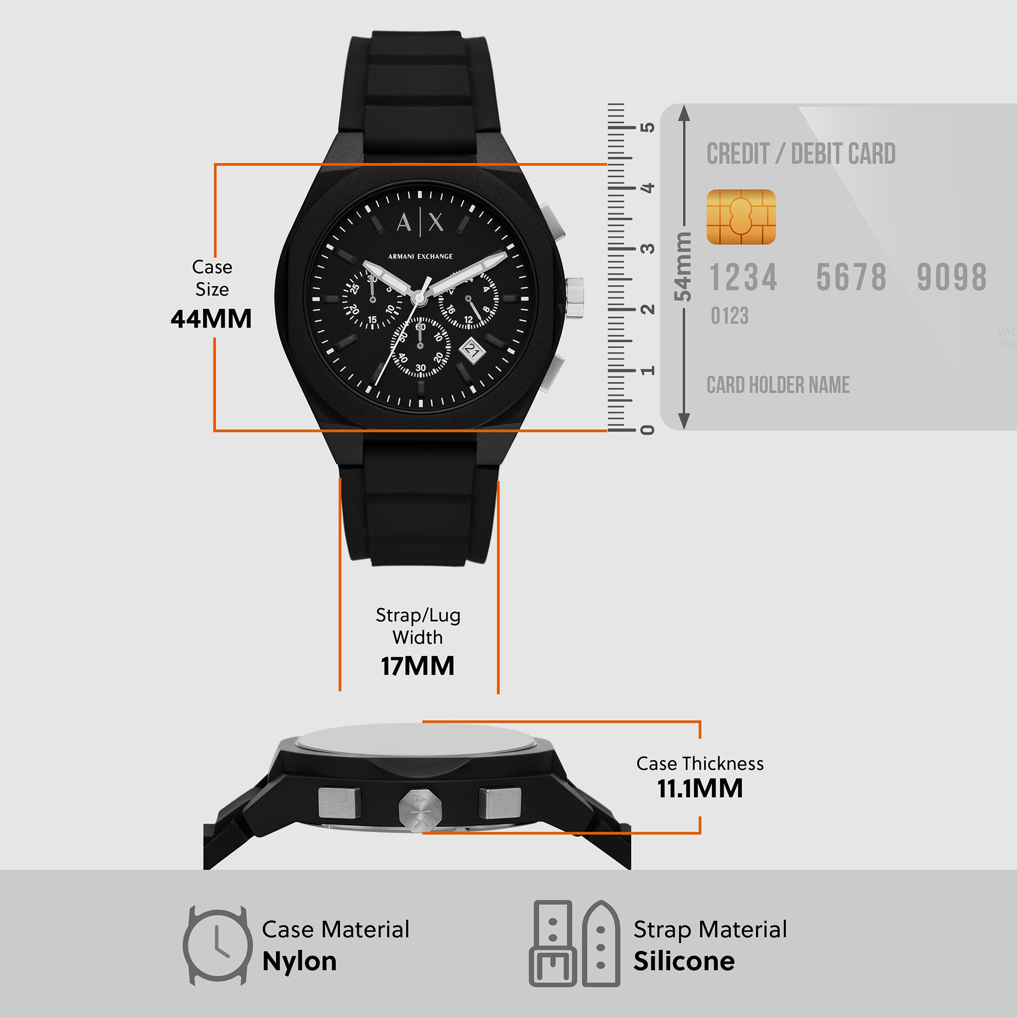 Armani Exchange Silicone Black watch