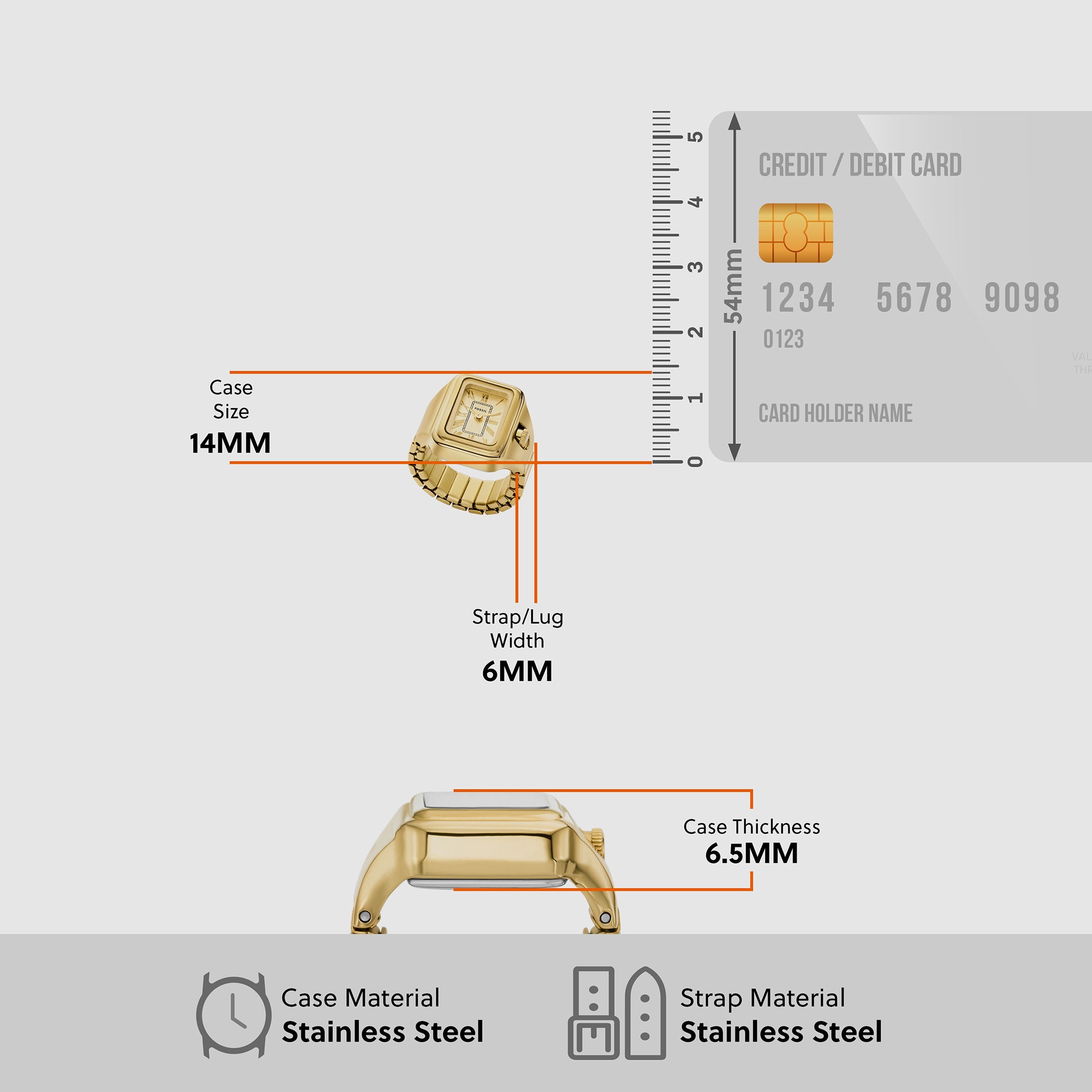 Fossil Stainless Steel Gold watch