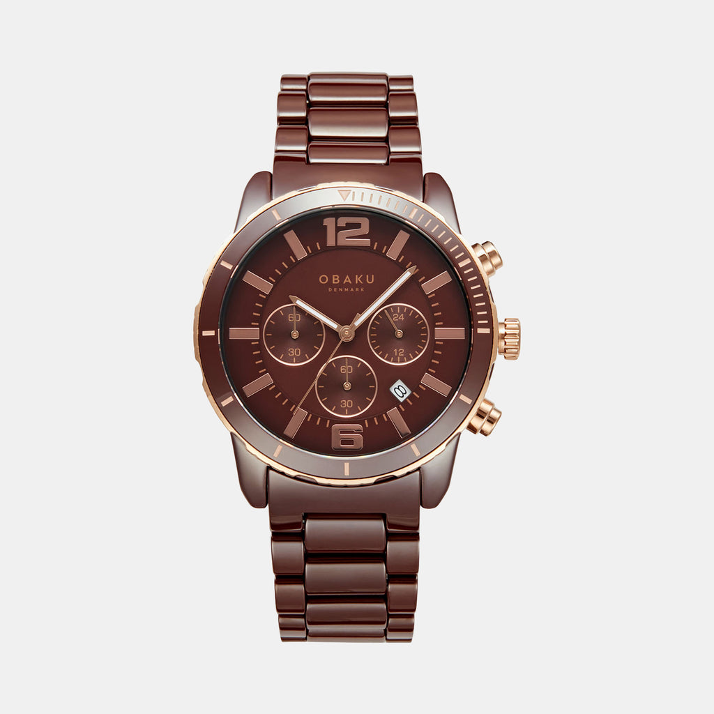 Obaku Round Brown Analog watch