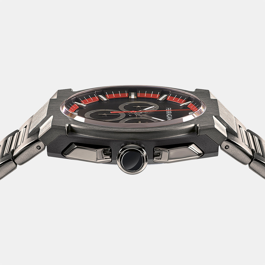 Ferragamo Men Round Black watch