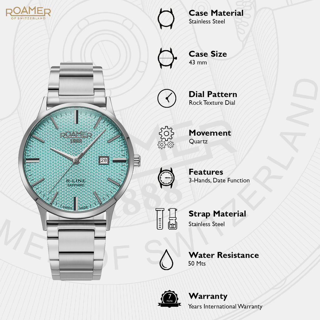 R-Line Men Quartz Sky Blue Dial Analog Stainless Steel Watch 718833 41 05 20