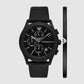 Men's Black Leather Watch AR80070SET