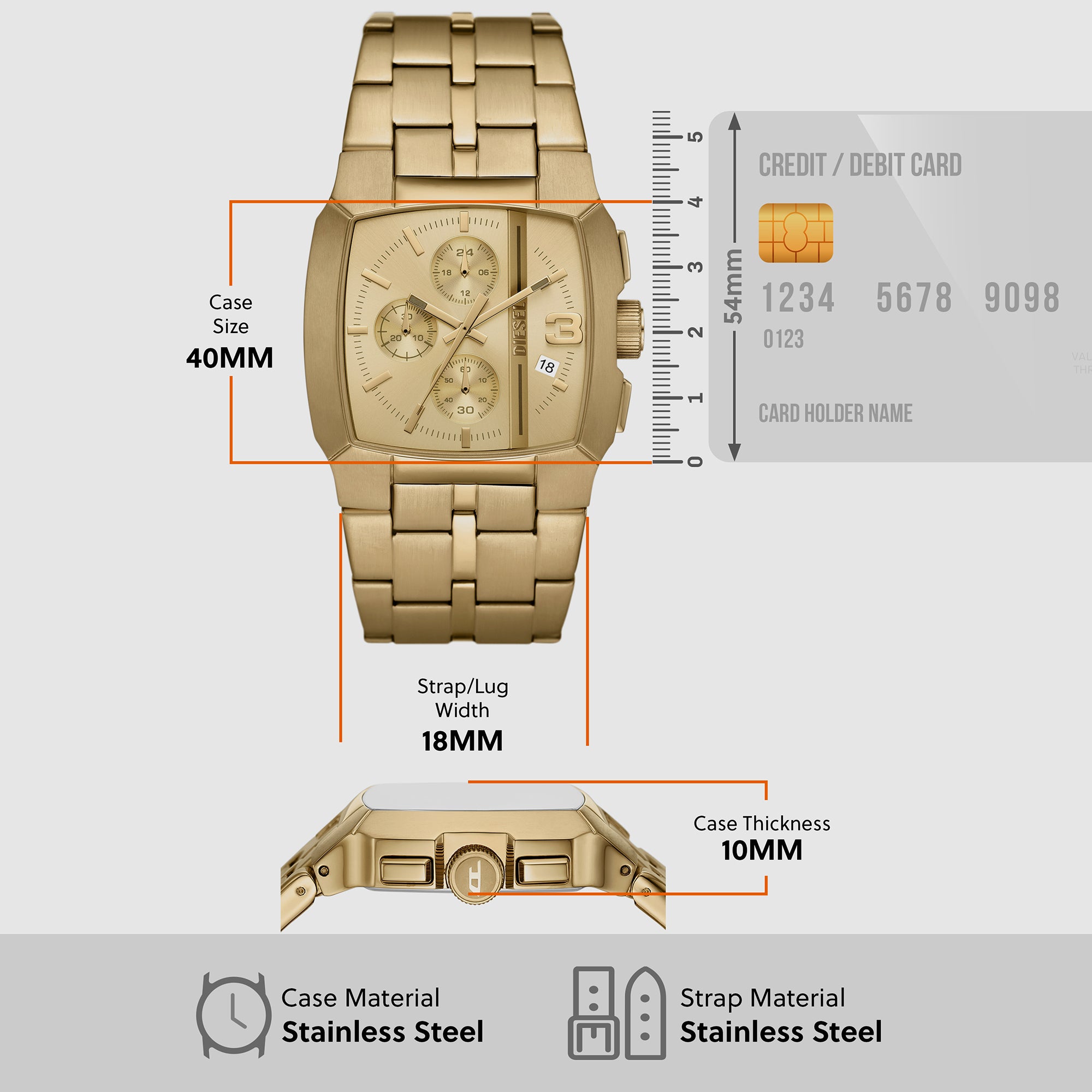 Diesel Stainless Steel Gold watch