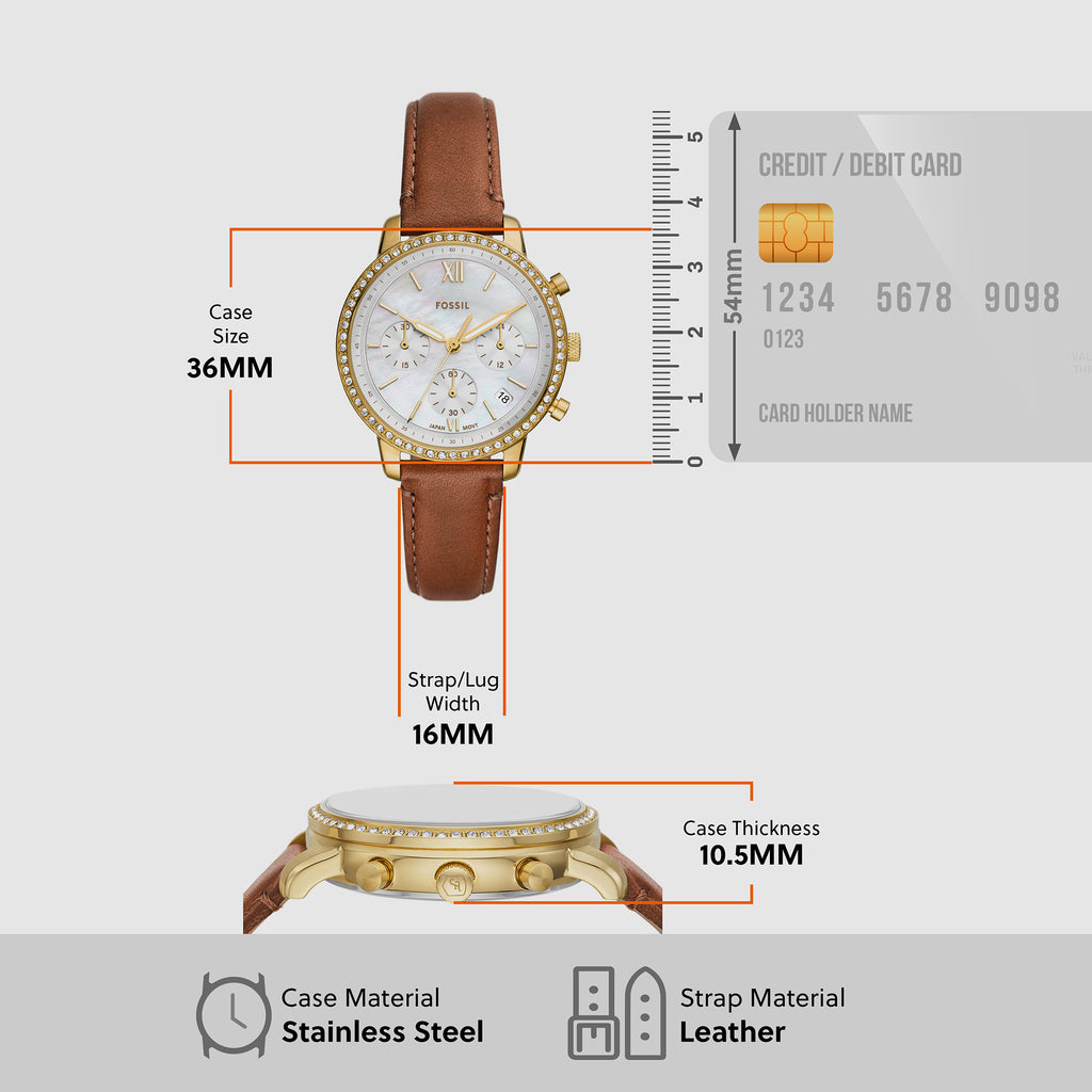 Fossil Leather White Mother Of Pearl watch